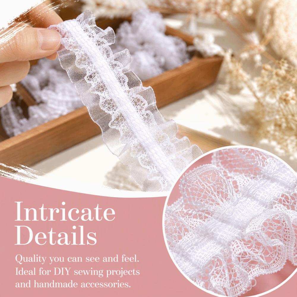Double Layers Embroidery Lace Fabric Elastic Sewing Lace Trim Pleated Lace Trim For DIY Crafts