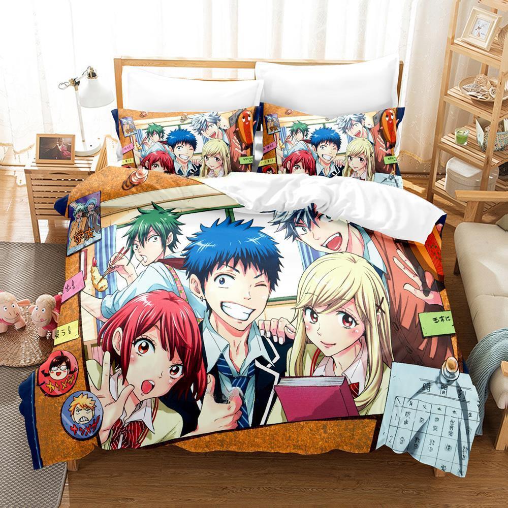 Yamada-kun och de sju häxorna Sängkläder Tecknad Anime tredelat set Vuxen Barn Sovrum Påslakanset 3D Kawaii Flickor