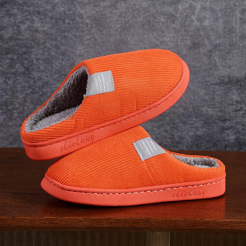 Supermarket autumn and winter cotton slippers female couple indoor household non-slip warm plush slippers