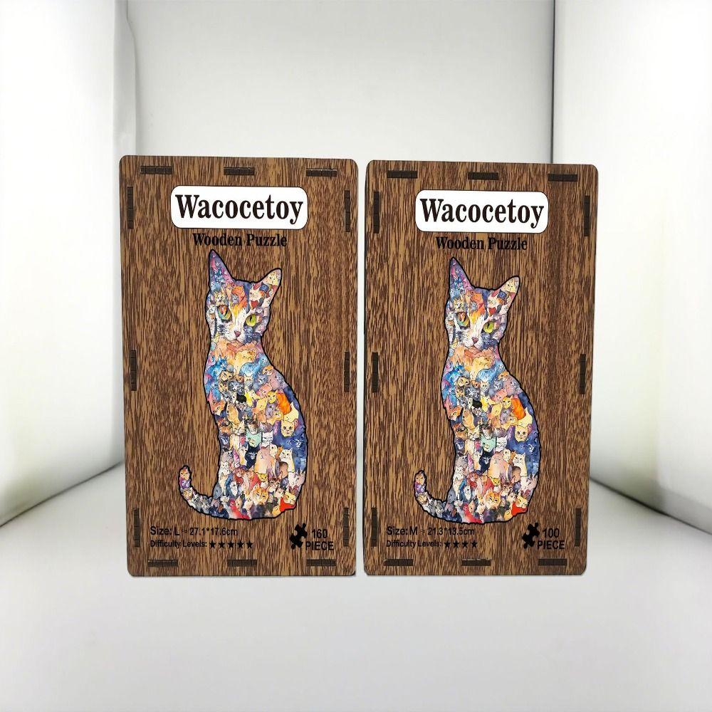 Small Cat Puzzle Ornaments Morandi-colored Cat-shaped Puzzle Vintage Cut Cat Pieces  Gift