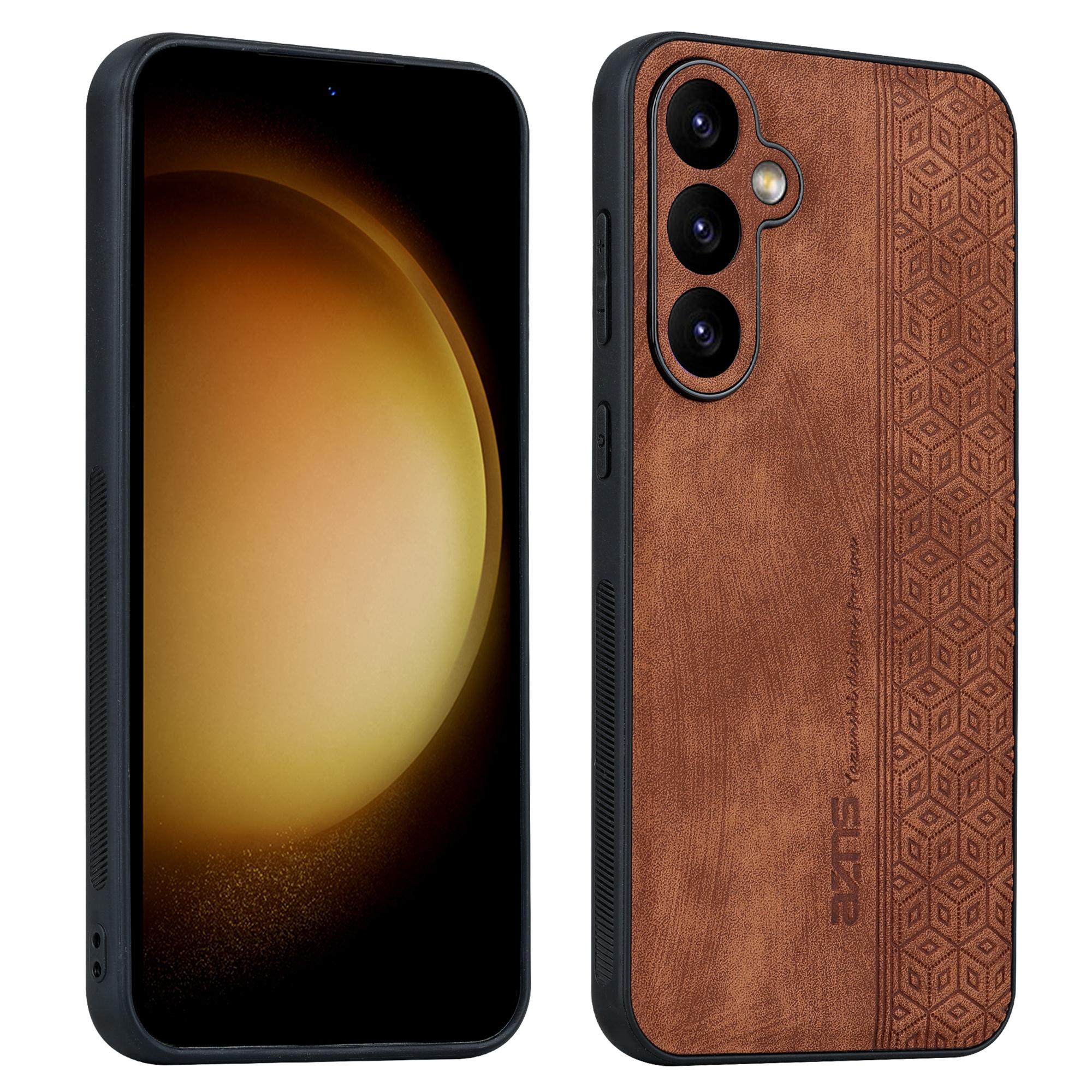 

AZNS Защитный чехол для телефона с принтом для Samsung Galaxy S23 FE, ТПУ-чехол с покрытием из ПУ кожи Brown