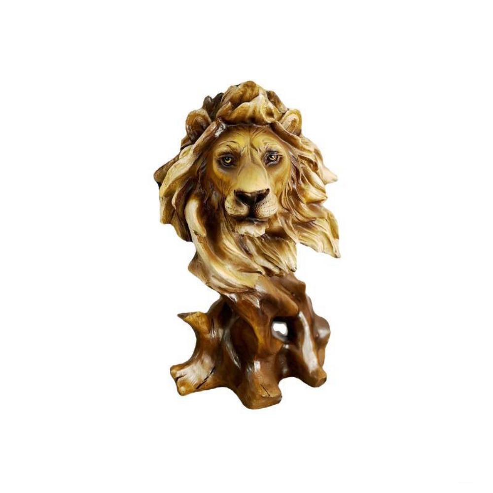 Luxury Simulation Animal Statue Retro Miniatures Figurine Sculpture Tiger Lion Head Ornament  Prop