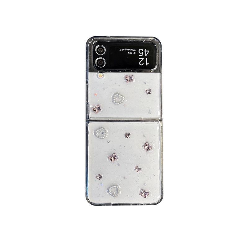 Transparent Glitter Rhinestone Phone Case For Samsung Zflod5 Transparent Zflip6 Folding Flip W24Flip