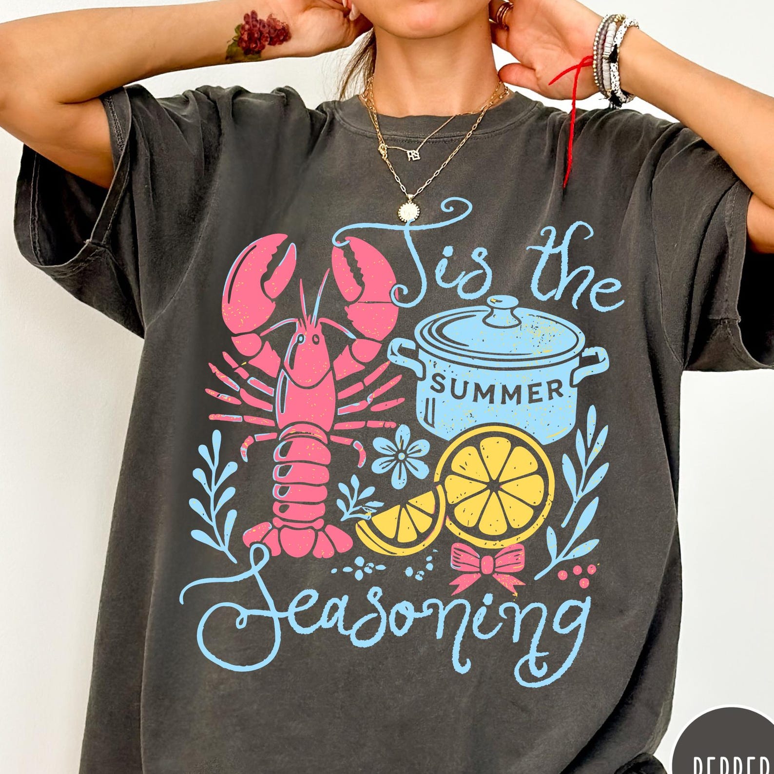 Tis The Seasoning Comfort Colors® T-Shirt, Funny Retro Summer Shirt, Coastal Summer Tee, Lobster Shirt, Crawfish Boil Tee, Seafood Shirt M