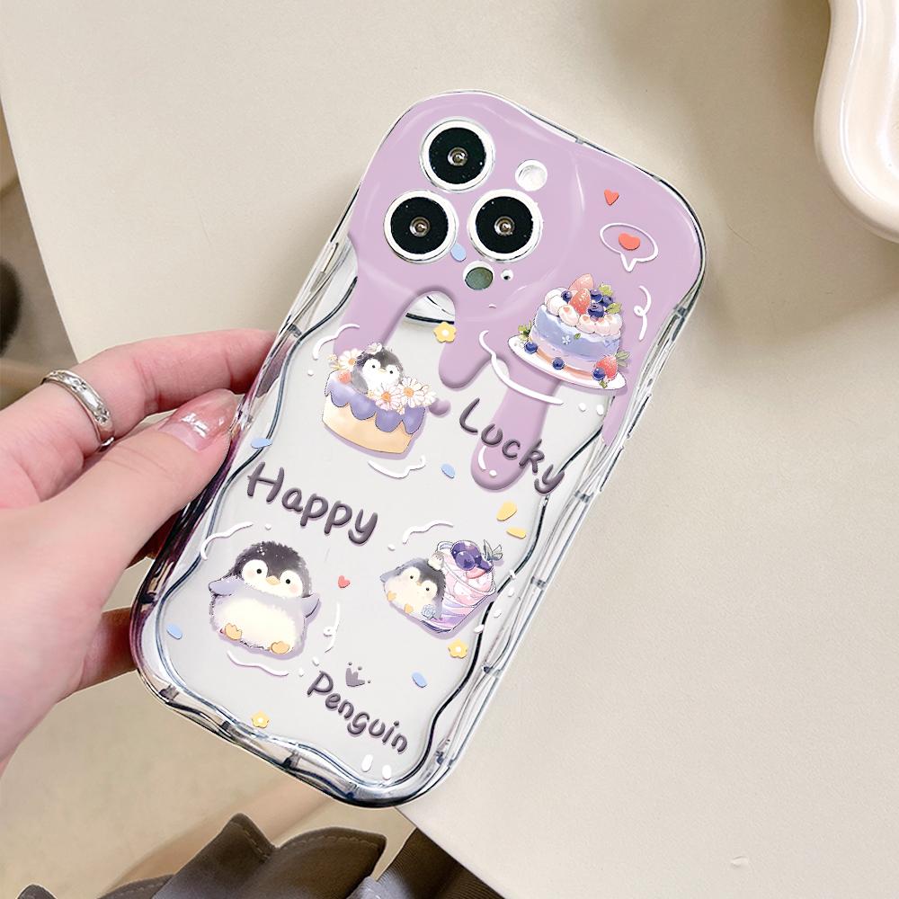 Pro OPPO A17 A18 A38 A58 A98 Reno7 Z 8Z 8T 11F 11 Pro Realme 12 Lite 12 Pro C30 Roztomilý kreslený zvířecí vzor Vlnitý okraj Měkké silikonové pouzdro na telefon