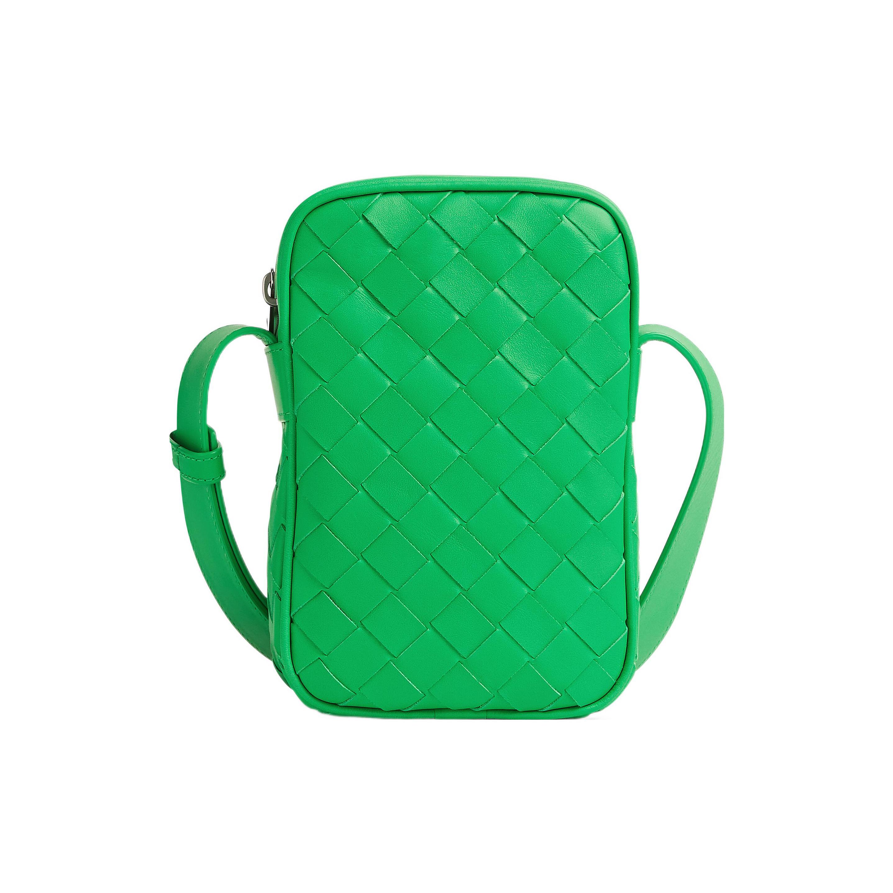 

New Bottega Veneta Cow Leather Cell Phone Pouch, Shoulder Bag, Crossbody Bag Regular Men s Parrot Green 729296VCPQ33724 10.9*5.1*17.0CM