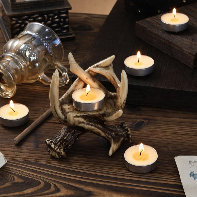 Candelabro Europeo Vintage de Astas - Decoración Creativa para el Hogar para Mesa de Comedor, Candelabro Rústico Elegante Regalo de Inauguración de la Casa