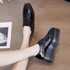 Versatile Women's Platform Muffin Shoes 2025 Autumn British Style Square Toe Patent Leather Wedge Heel Casual Single Shoes HZB