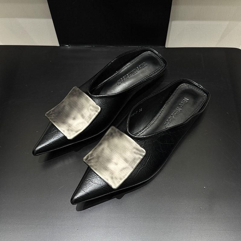 

Мода Мода Металл Женские Балетки Тапочки Обувь Мюли Сандалии Весна Лето Пляж Женские Шлепанцы Острый Носок Женские Балетки Тапочки Обувь 35 чёрный