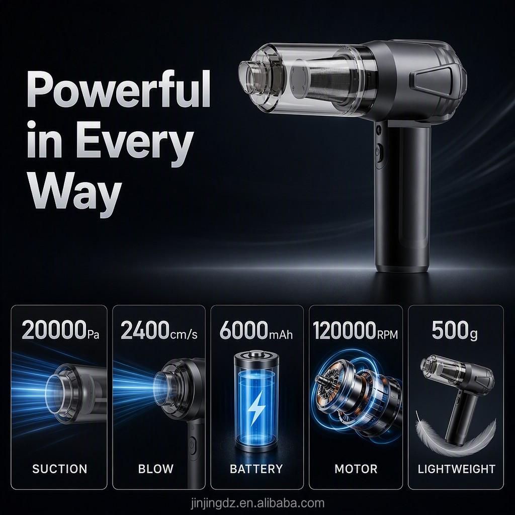 For Dry Debris Cleaning Wireless Handheld Auto Vacuum 6000mAh Battery Compact Portable Body for on the Go Use for Home Use