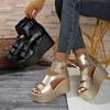 Summer new large size platform sandals women's rubber open-toed muffin bottom platform casual sandals