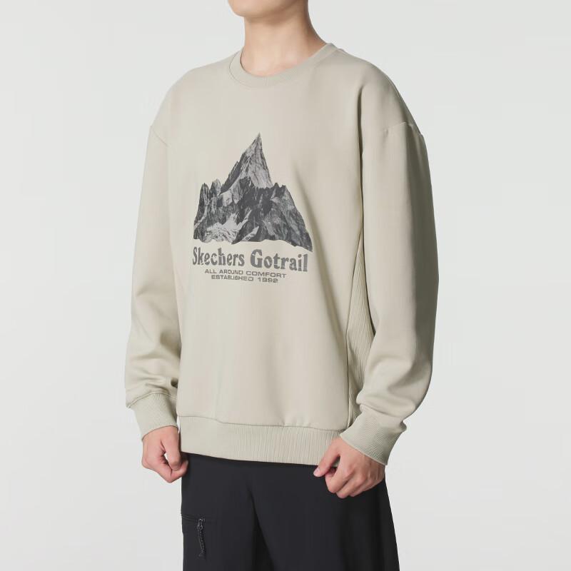 Skechers Breathable Drop Shoulder Long Sleeve Sweatshirt Men Tops Beige P325M017-027B