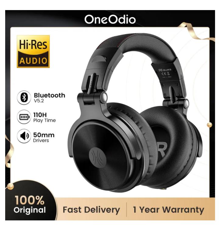 Oneodio Pro C Kabellose Kopfhörer 110H Wiedergabezeit, Bluetooth 5.2, Faltbare Bequeme Passform, Tiefbass Stereo-Kopfhörer mit Mikrofon