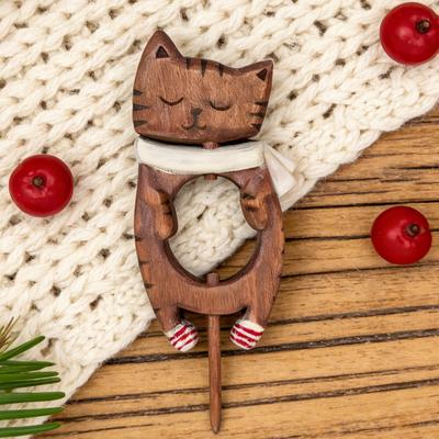 Houten Dieren Broche Speld Vintage Reversclip voor Vrouwen Meisjes Blouse Jas Jas Sjaal Sjaal Cadeau Verjaardag Bruiloft Accessoire