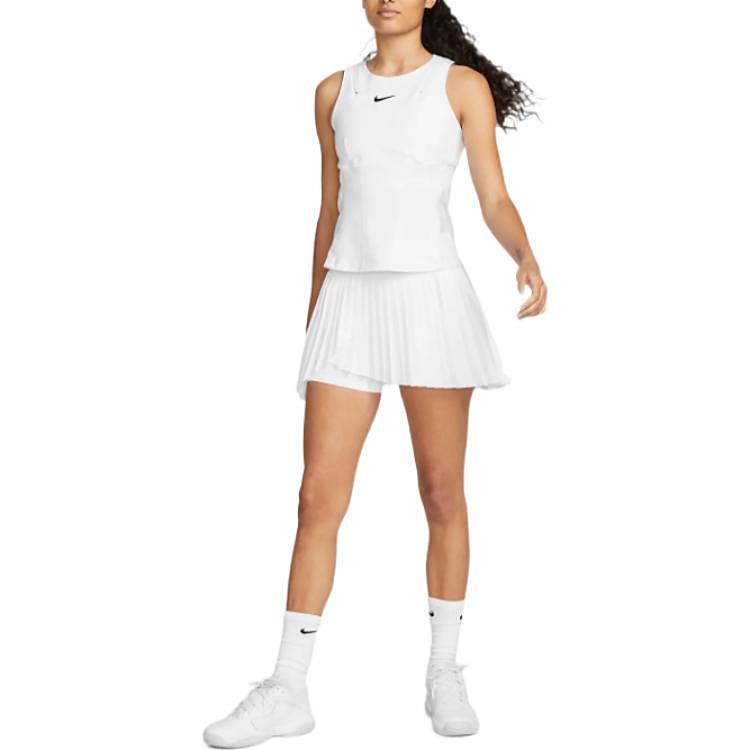 Nike Court Dri-FIT Advantage Solid Logo Elastic Tennis Skirt Women Bottoms White DR6850-100