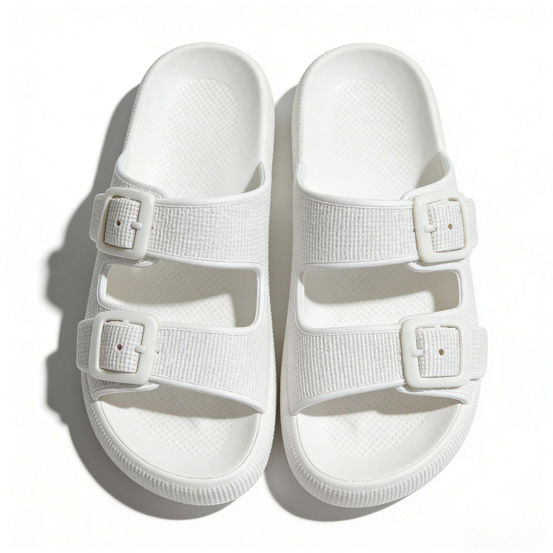2025 Dicksohlige EVA-Sandalen mit Doppelschnalle: Step-On-Komfort für Paare, Frauen, Innen-/Außenbereich 37-38