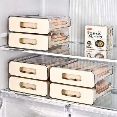 Doppelschichtige Eier-Aufbewahrungsbox für den Kühlschrank: Großzügiges, lebensmittelechtes Frischhalte-Schubladenfach