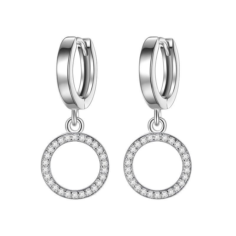 Dreieckige geometrische Ohrringe, süße, versilberte Ohrringe mit fünfzackigem Stern und Mikrozirkon, Ohrclip-Schmuck für Damen.