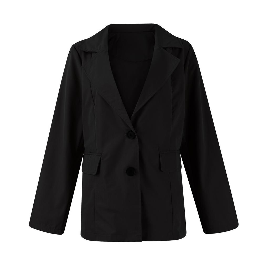 Kvinnor Business Casual Button Lapel Work Jackor Öppen Front Långärmad Fall Outfit