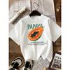 T-shirt Imprimé Fruit Papaye Vintage Unisexe Col Rond Manches Courtes Décontracté Doux Confortable Chemise d'Été Pour le Quotidien les Vacances