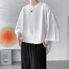 Men's  Oversized Ice Silk T-Shirts Summer Men's  Half Sleeve Harajuku T-Shirt Male Solid Color Daily Tees