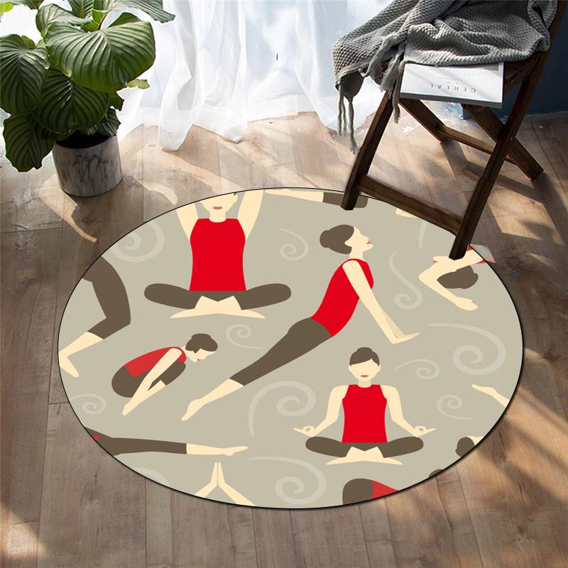 Cartoon-Druck Heimdekoration runder Teppich Wohnzimmermatte Kinderboden runder Teppich Yogamatte Schlafzimmer Gaming-Stuhlmatte