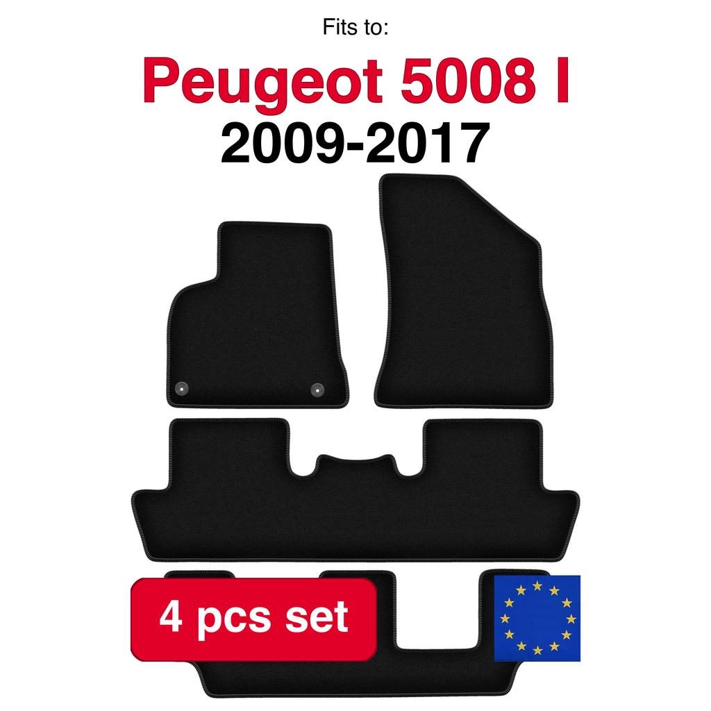 Basic Velour Car Mats For Peugeot 5008 I 7-Seater (2009-2017)
