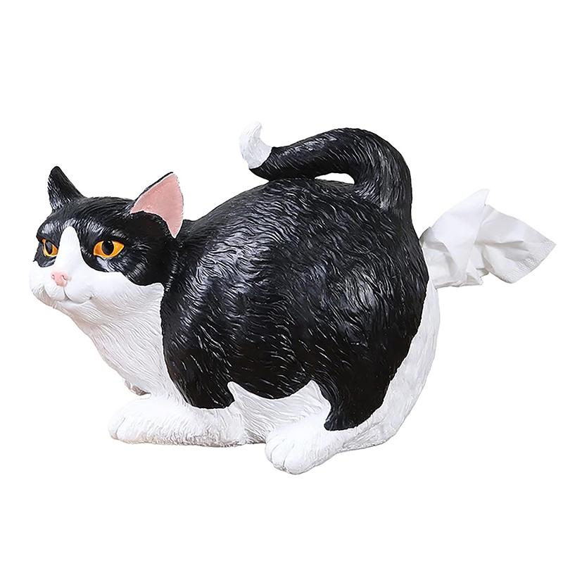 Cat Tissue Box Cartoon Creative Cat Butt Tissue Box Funny Cat Resin Statue Napkin Holder Cat Butt Hole Hand Paper Box Home Decor