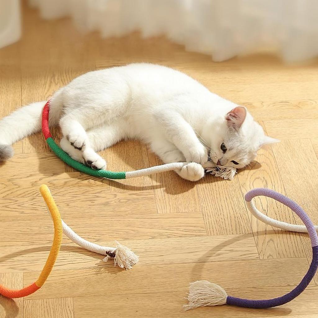 3Pcs Cat Rope Toys with Natural Refillable Catnip - Interactive Chew Tug Toy for Teething & Teeth Cleaning, Safe Catnip Toys