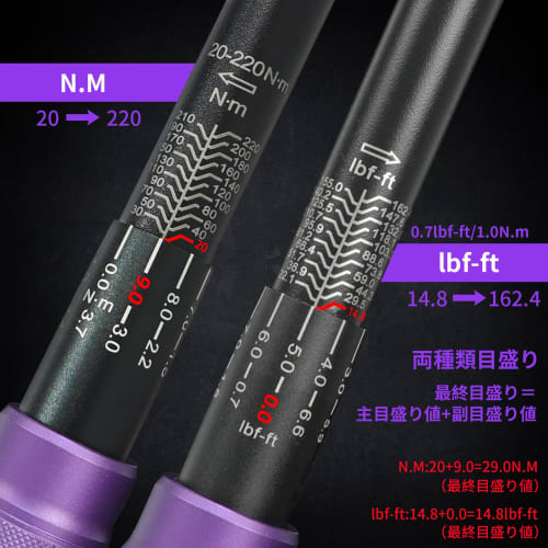 UYECOVE Torque Wrench Set, 6-Piece Set for Car Tire Changes, Preset, 12.7mm (1/2") Drive, 20-220N.m, Motorcycle, Automotive, Engine, and Machine Maint