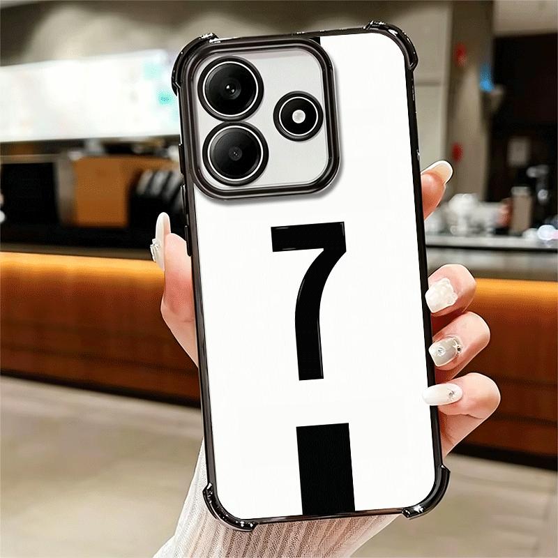 FootBall Number 7 10 19 Plating Phone Case For Xiaomi Redmi Note 14 15 Pro Plus 13 12 11 11S 11T 10 9S 9 5G Anti-Fall Airabag Co