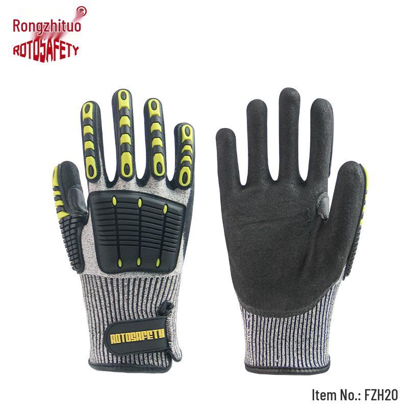 

Shockproof, Cut & Impact-Resistant TPR Gloves for Mechanical Repair, Fire Rescue, Mining, Riding & Puncture Resistance. Black XL