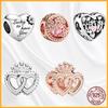 Authentic Copper Metal Heart Tree Sparkling Dangle Charm Bead Components Designed For Authentic Original Bracelet High Quality Fine Jewelry Bead