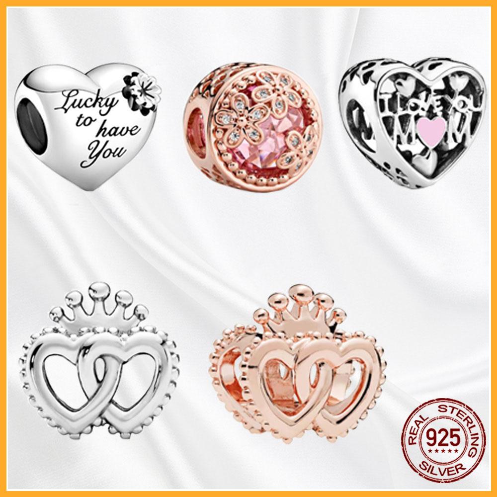 Authentic Copper Metal Heart Tree Sparkling Dangle Charm Bead Components Designed For Authentic Original Bracelet High Quality Fine Jewelry Bead