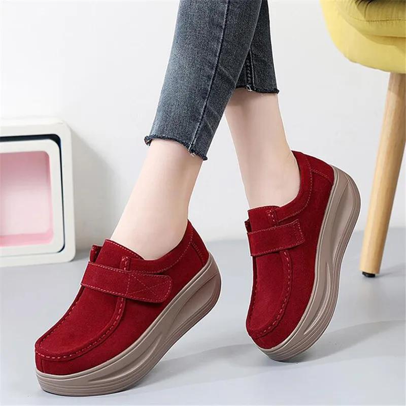 Chunky Platform Sneakers Women Wedge Shoes Women Casual Sport Shoes Slip On Flats Woman Thick Bottom Loafers Shoes