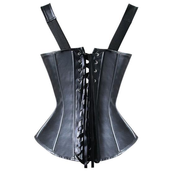 Women Sexy Tight Faux Leather Harness Court Corset Body Shape Belt Bustiers