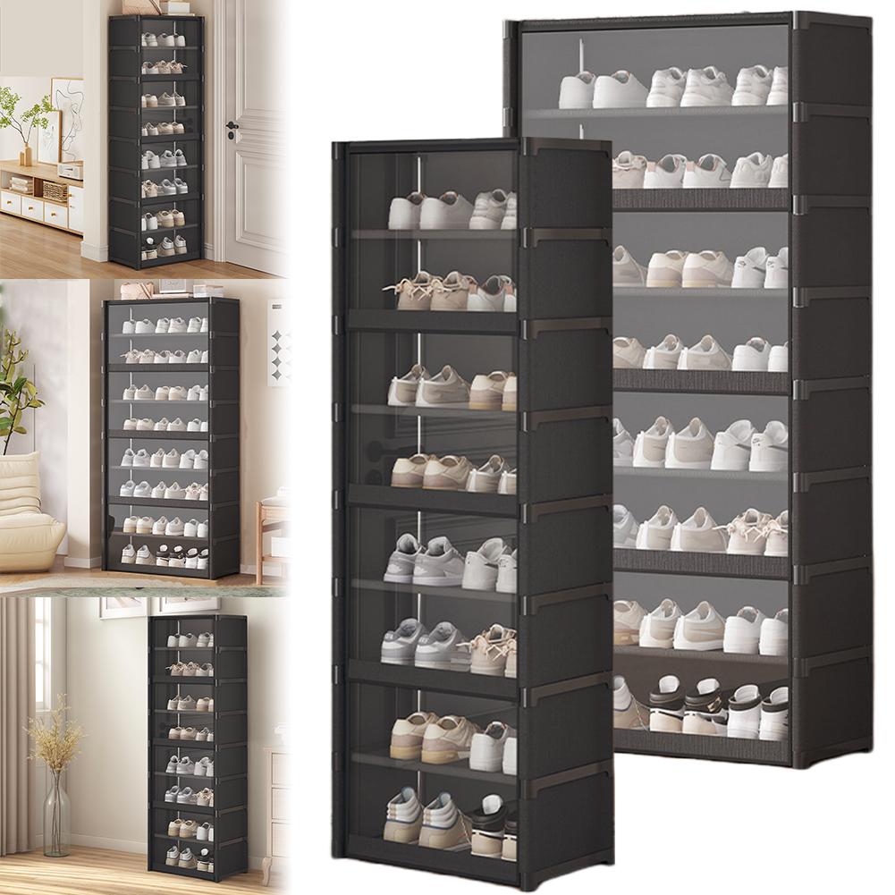 9-Tier Shoe Rack Organizer with Clear Cover Vertical Narrow Shoe Rack Organizer Shoe Shelf Shoe Stand Holder for Closet Entryway