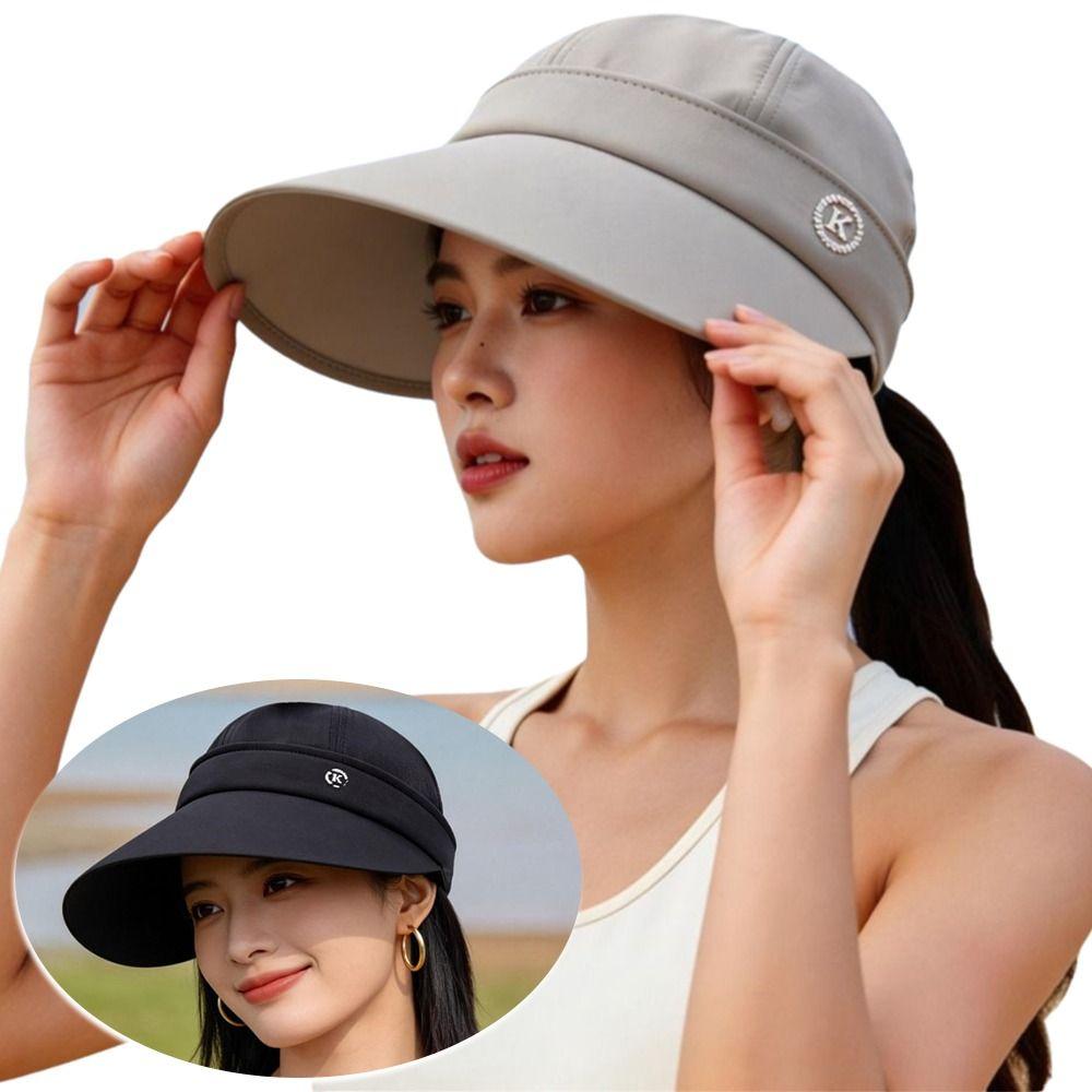 New Removable Cap Top Women's Summer Hat with Zipper Foldable Sun Hats Anti-UV Big Brim Cycilng Cap