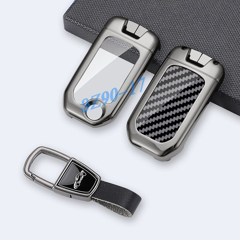 For Honda Accord Civic Cr-V Crv Carbon Fiber Accessories Metal Carbon Fiber Car Key Fob Case Cover Keychain
