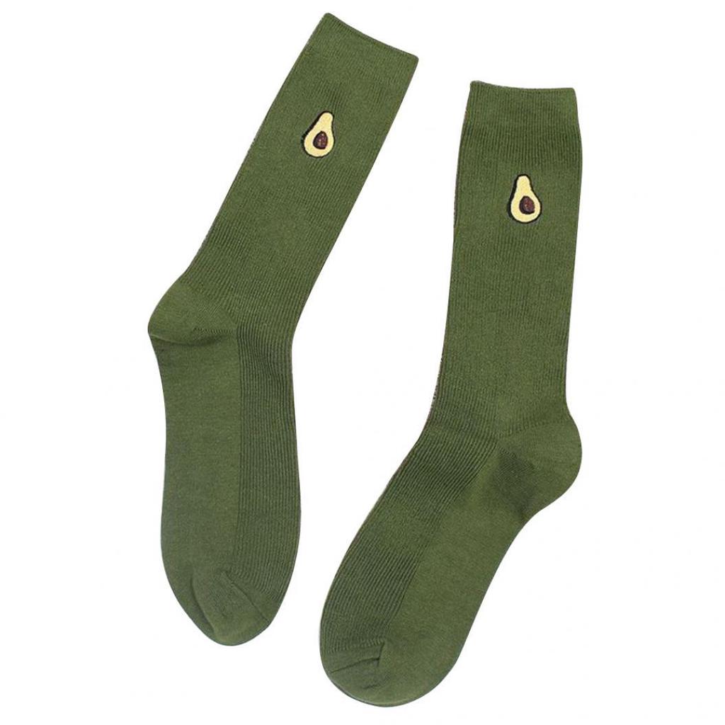 Cartoon Fruit Embroidery Hosiery Warm Soft Cotton Elastic High Knitting Socks EMA