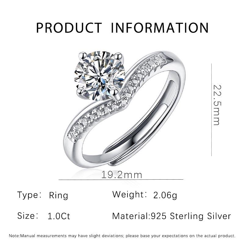 

925 Sterling Silver Princess Crown Moissanite Engagement Ring 6.5mm Zirconia