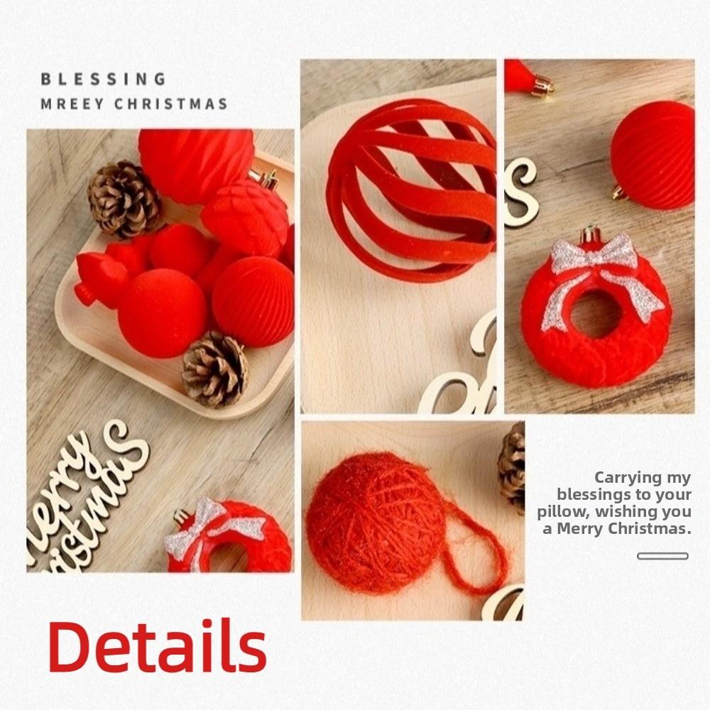 38PCS European-style Flocked Christmas Balls Pendant Xmas Tree Hanging Pendant  Wedding Party