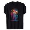 European Sizes Men's Vibrant Jellyfish Ocean Scene T-Shirt , Short Sleeve, Crew Neck, Machine Washable