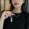 Cute Elf Bunny Pendant Necklace Zircon Design Stainless Steel Clavicle Chain Necklaces Jewelry Gif