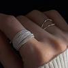 PONYKISS  Sterling Silver Minimalist Line Round Rings for Women Trendy Opening Fine  Geometric Accessories