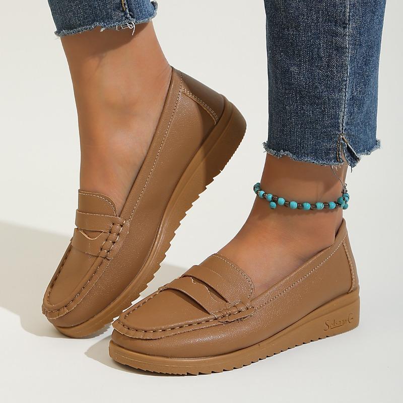 New Doudou shoes women's summer round head flat bottom simple casual mother shoes