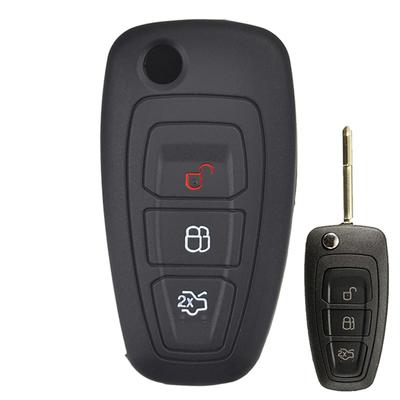 Silikon-Fernschlüsselgehäuse mit 3 Tasten für Ford Ranger C-Max S-Max Focus Galaxy Mondeo Transit Tourneo Custom Holder
