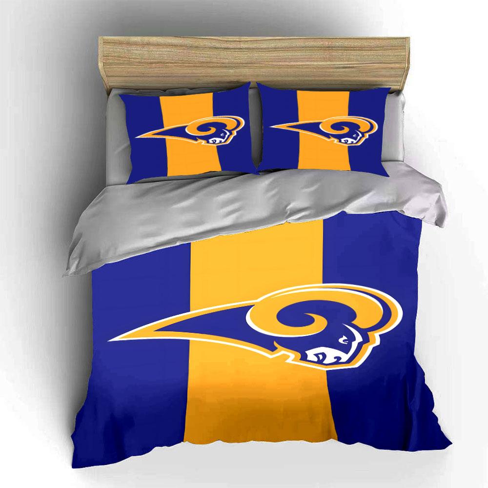 Blue and Yellow Ram Head Logo Design Print Bedding Set Duvet Cover Pillowcases (1* Duvet Cover 2* Pillowcases Do Not Include Comforter)