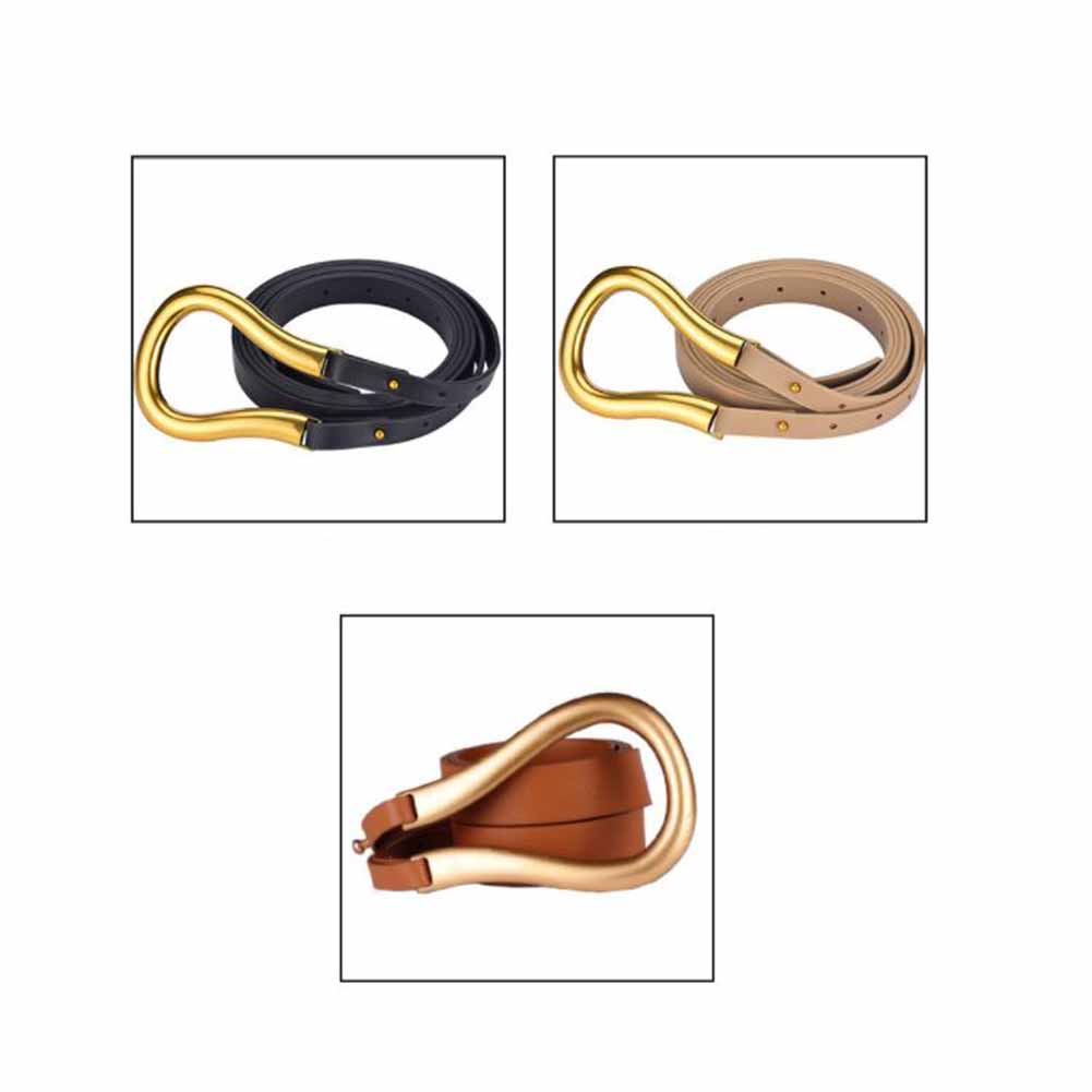 Women Waistband Imitation Leather Retro Style Metal U-shaped Buckle Waist Belt