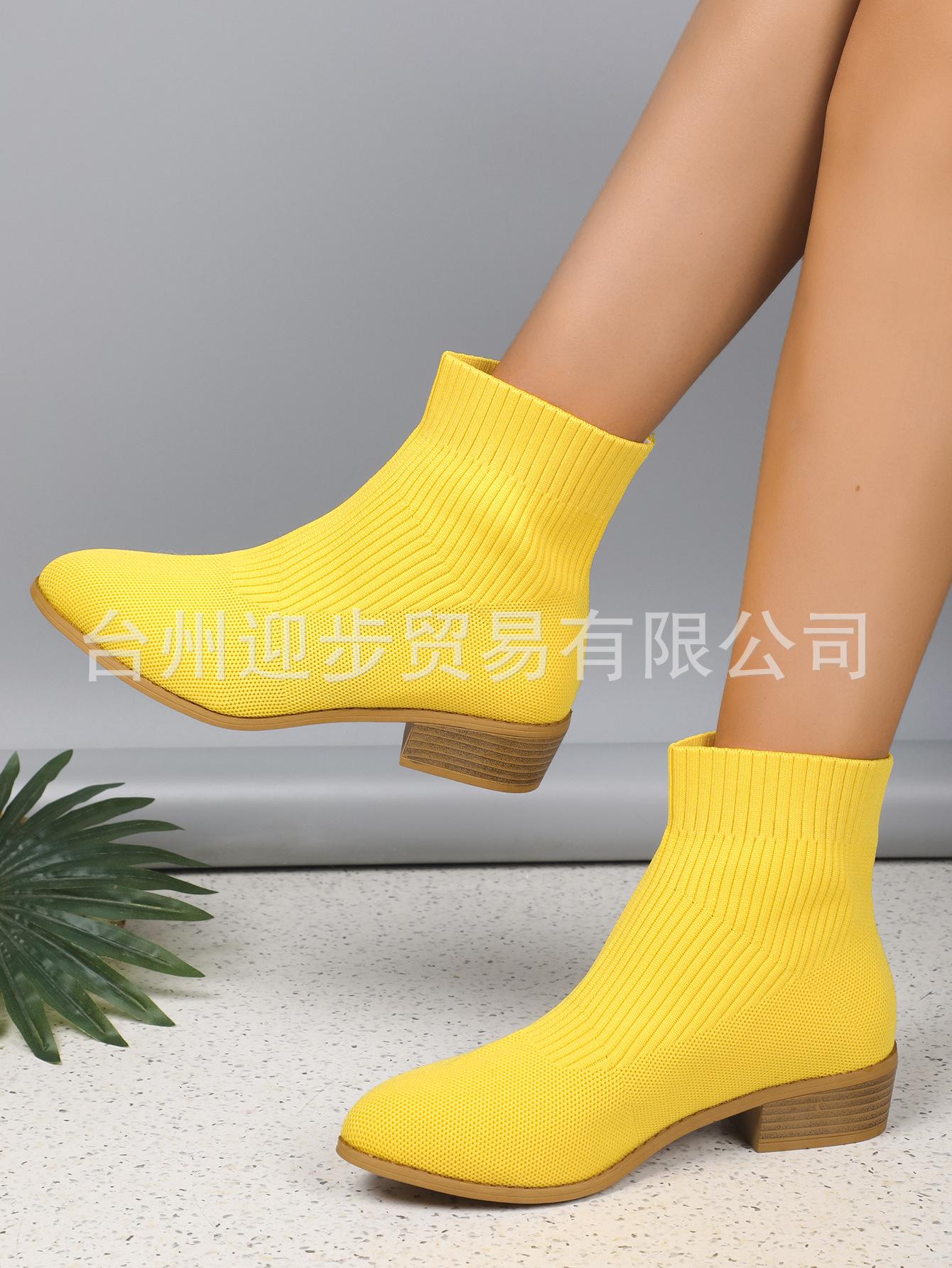 

Ботинки Martin женские новые женские ботинки больших размеров всесезонные с круглым носком трикотажные ботильоны женские ботинки на блочном каблуке 43 жёлтый